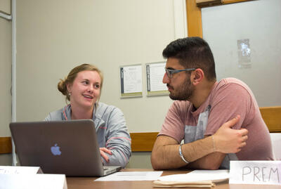 ESPM students brainstorm how to address a professor for a recommendation through email.
