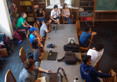 Students meet their faculty at the Howison Philosophy Library. Students meet their faculty at the Howison Philosophy Library.
